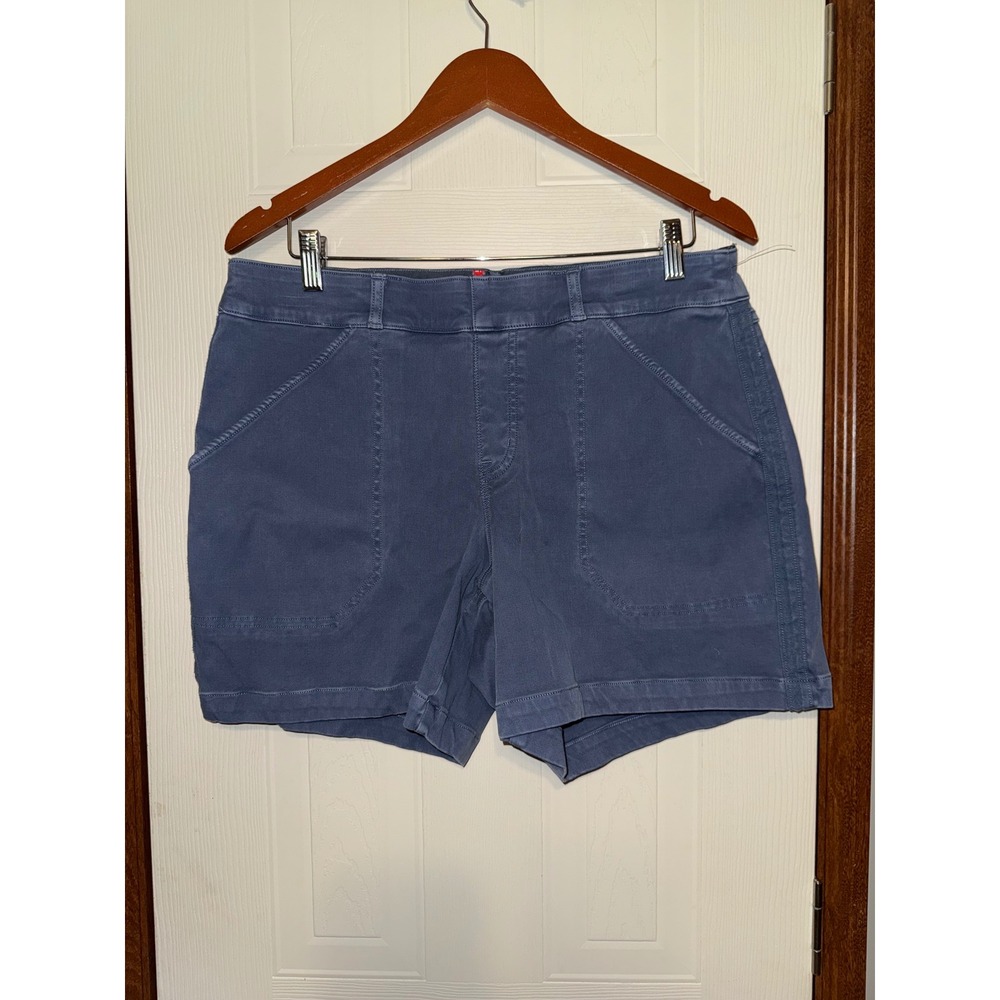 Spanx Stretch Twill 6 Inch Cargo Shorts Blue XL Pull On Shaping Utility 20248R